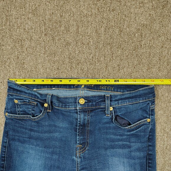 7 FOR ALL MANKIND Jeans Women's 32 Blue The Ankle Skinny Denim Stretch Denim - Picture 6 of 9